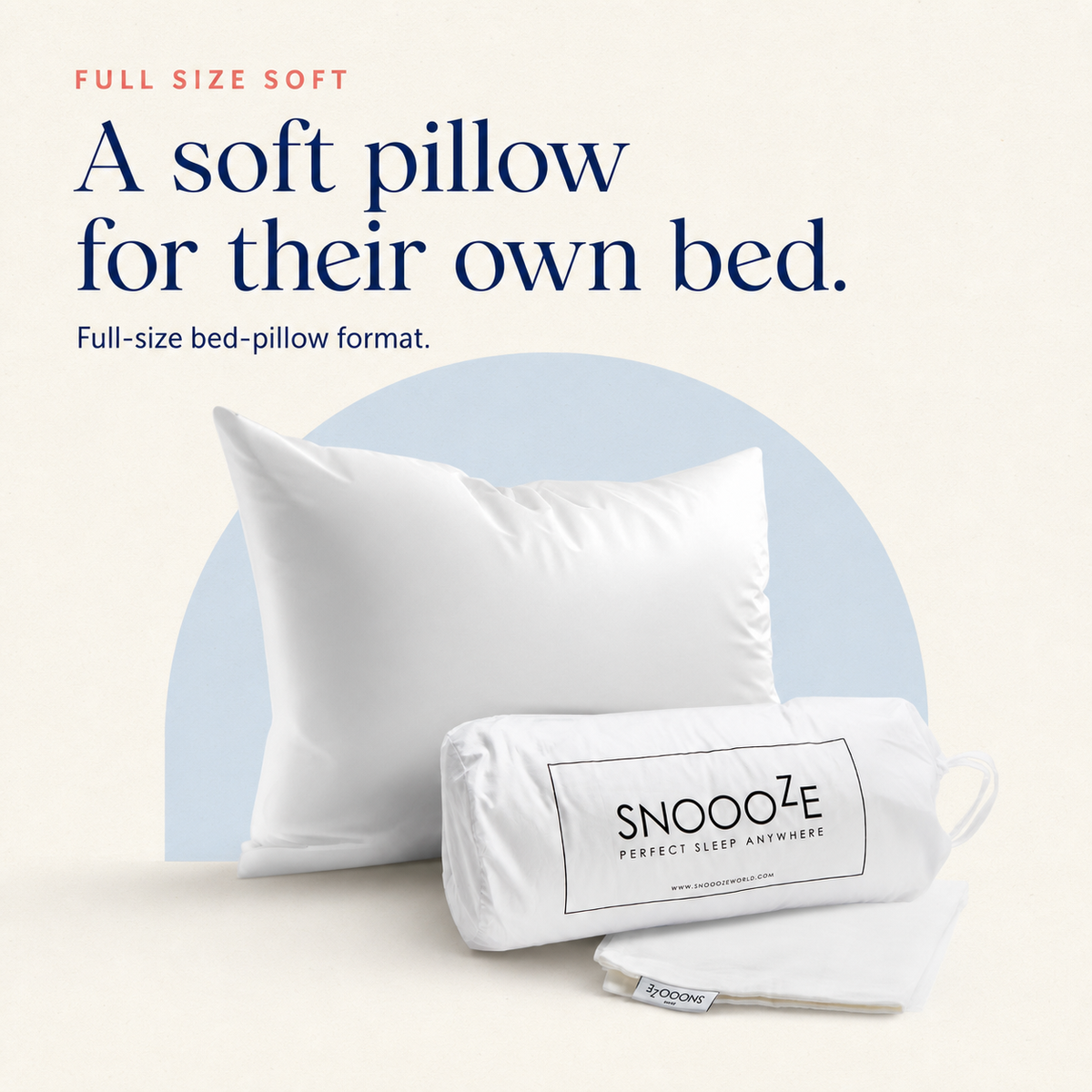 Full Size Soft Children’s Pillow with cover and storage bag