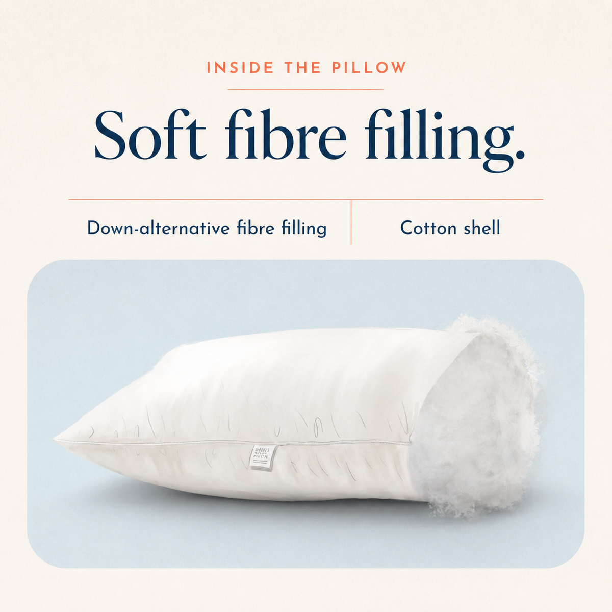 Inside the Mini Soft Children’s Pillow: down-alternative fibre filling and cotton shell