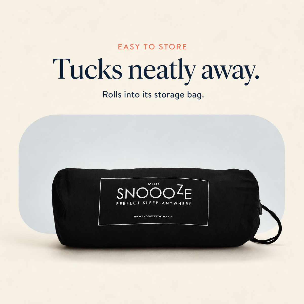 Mini Soft Children’s Pillow rolled into its storage bag