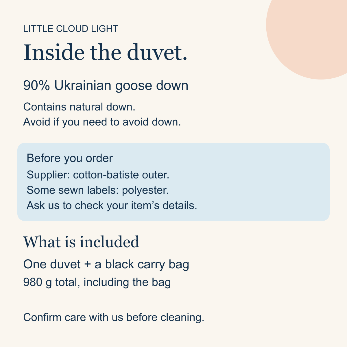 Little Cloud Light — Goose Down Duvet