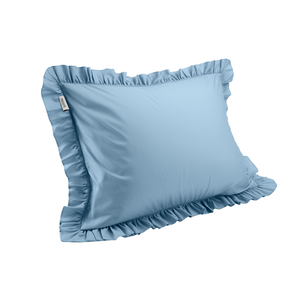 Full Size Ruffled Cotton Pillowcase — Butterfly Blue