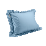 Full Size Ruffled Cotton Pillowcase — Butterfly Blue