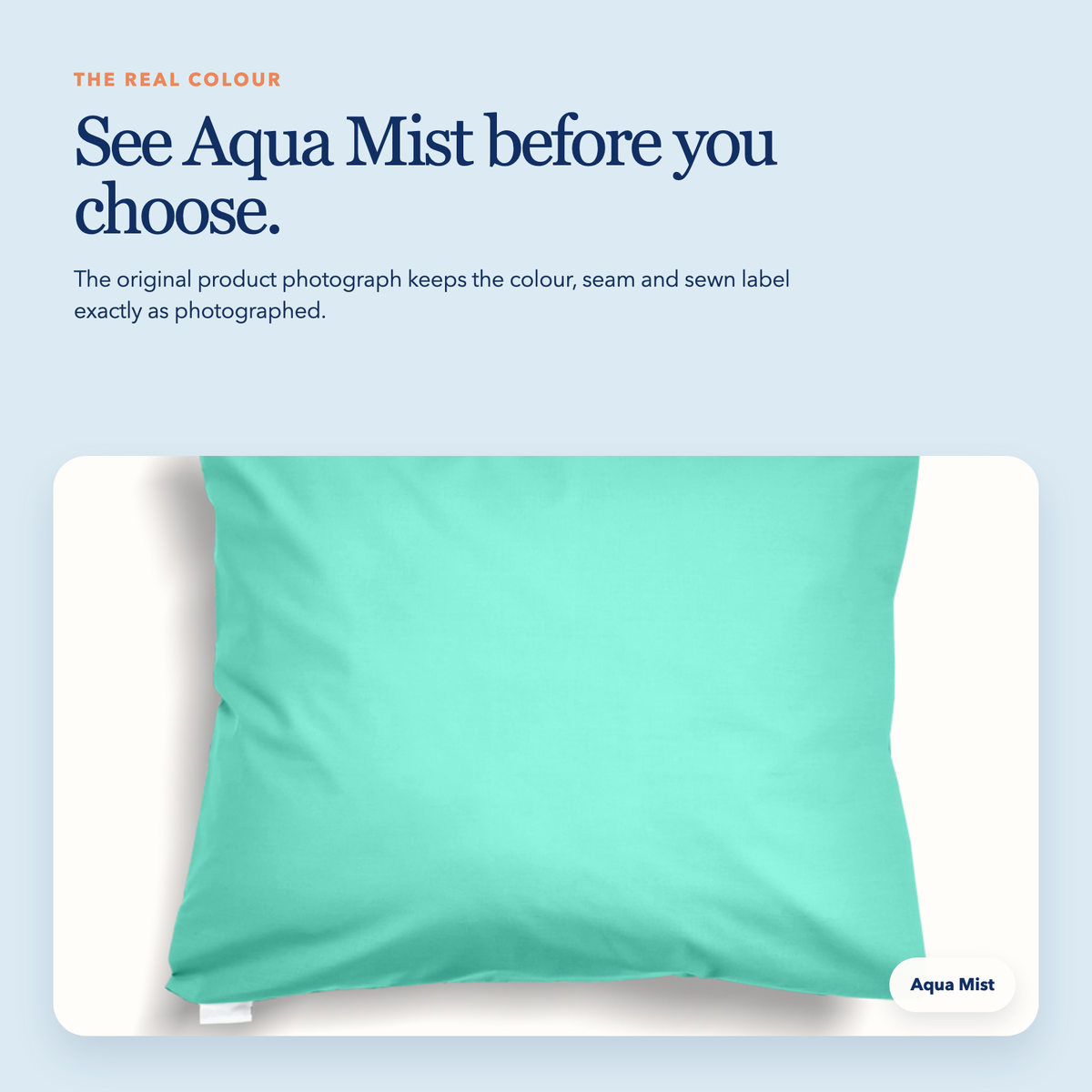 Full Size Cotton Pillowcase in Aqua Mist, image 2 of 4
