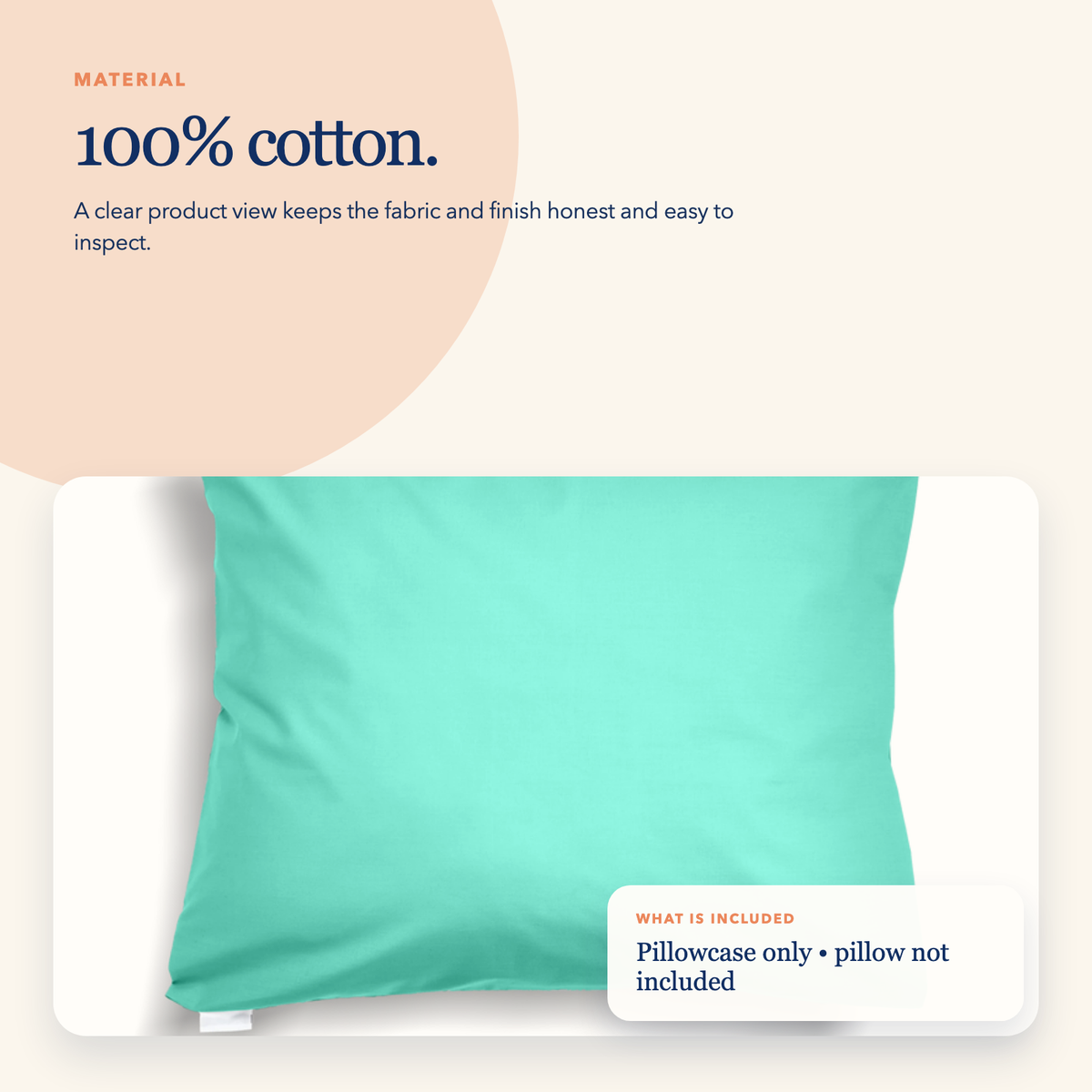 Full Size Cotton Pillowcase in Aqua Mist, image 3 of 4