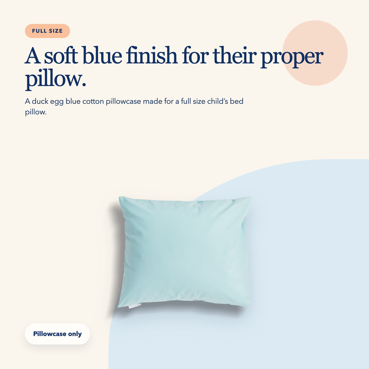 Full Size Cotton Pillowcase — Duck Egg Blue