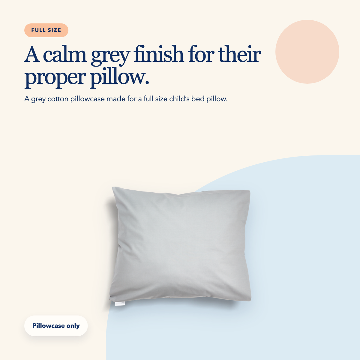 Full Size Cotton Pillowcase — Grey
