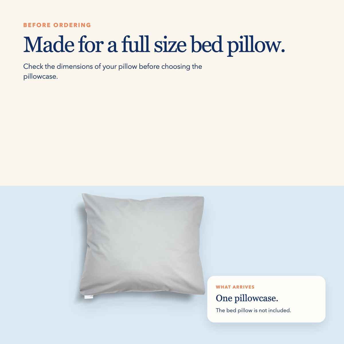 Full Size Cotton Pillowcase — Grey