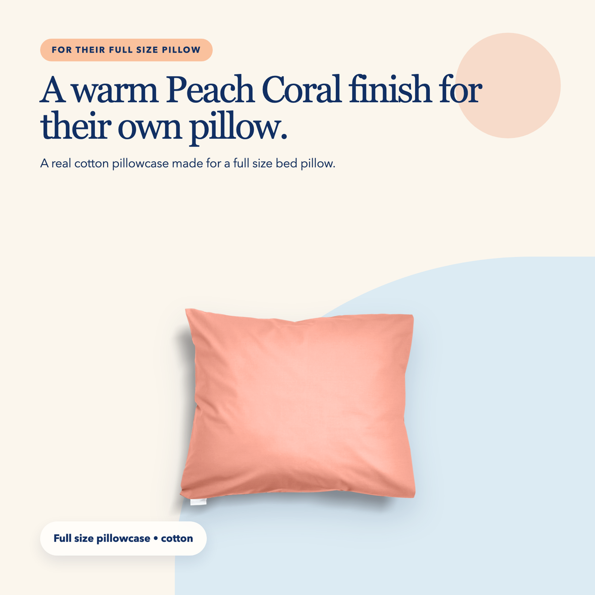 Full Size Cotton Pillowcase — Peach Coral