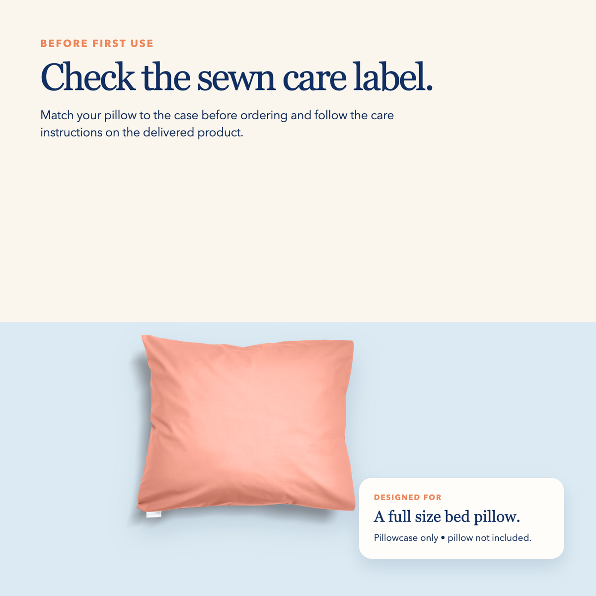 Full Size Cotton Pillowcase — Peach Coral