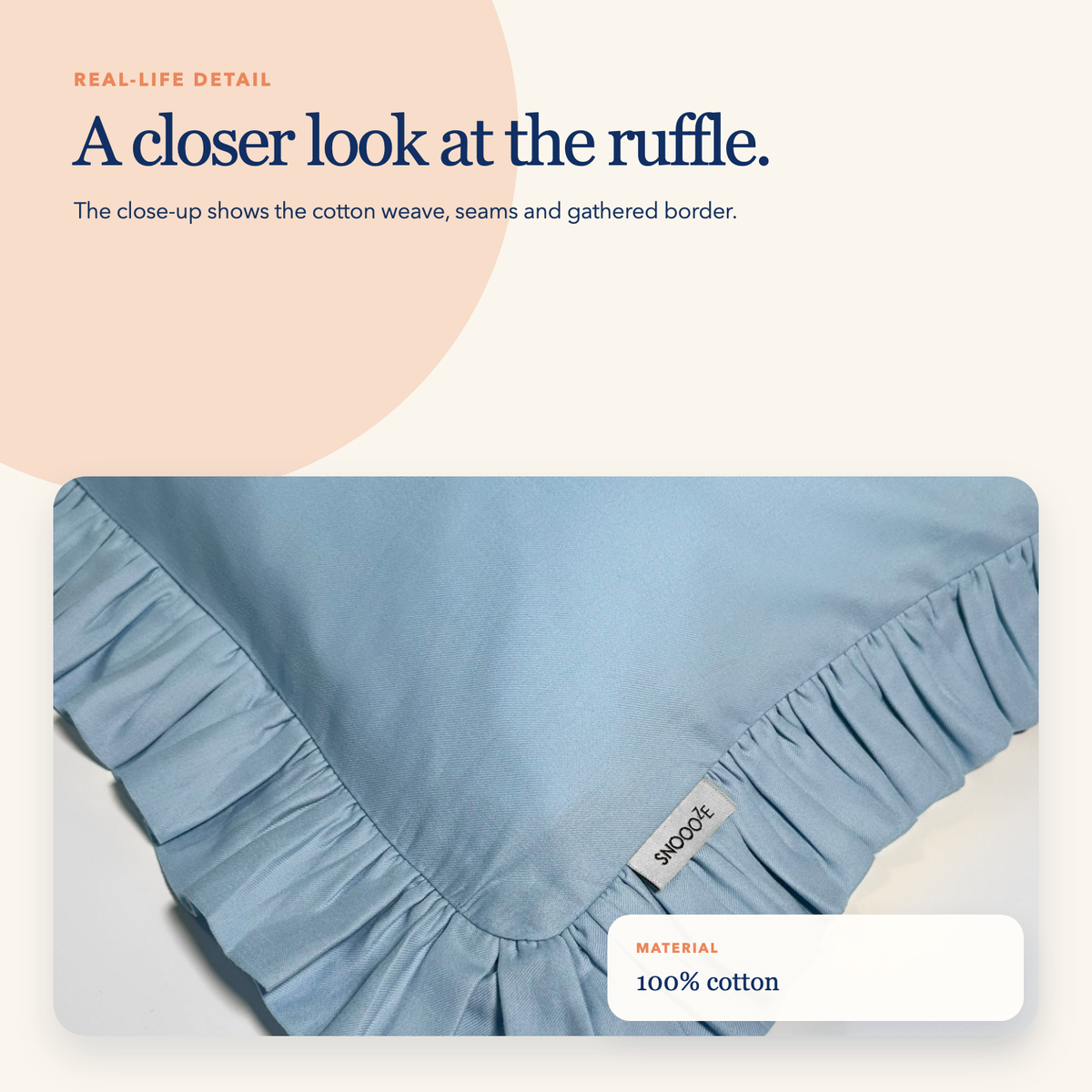 Full Size Cotton Ruffled Pillowcase in Butterfly Blue, image 3 of 4