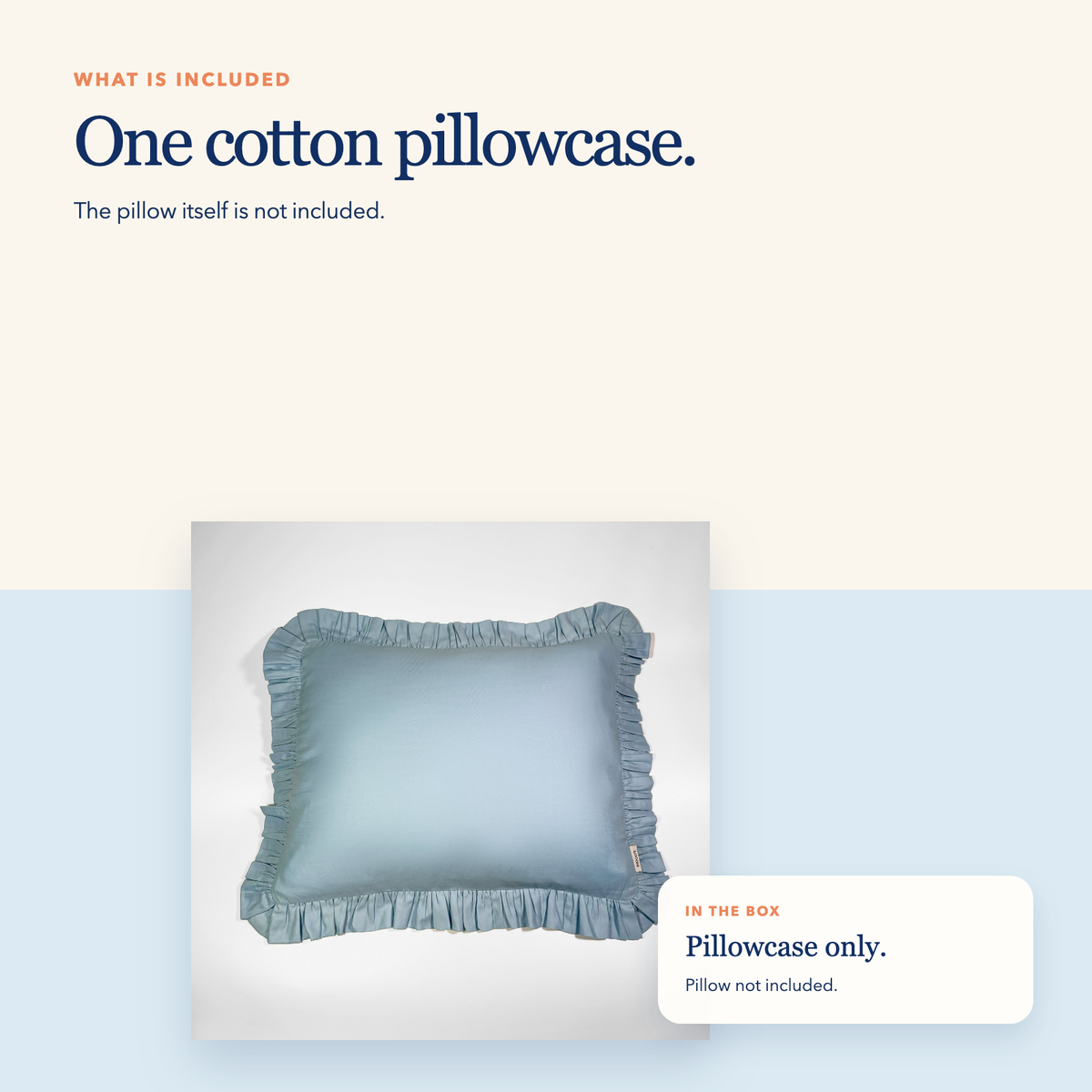 Full Size Cotton Ruffled Pillowcase in Butterfly Blue, image 4 of 4