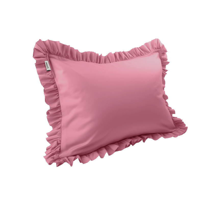 Full Size Ruffled Cotton Pillowcase — Bubblegum Pink