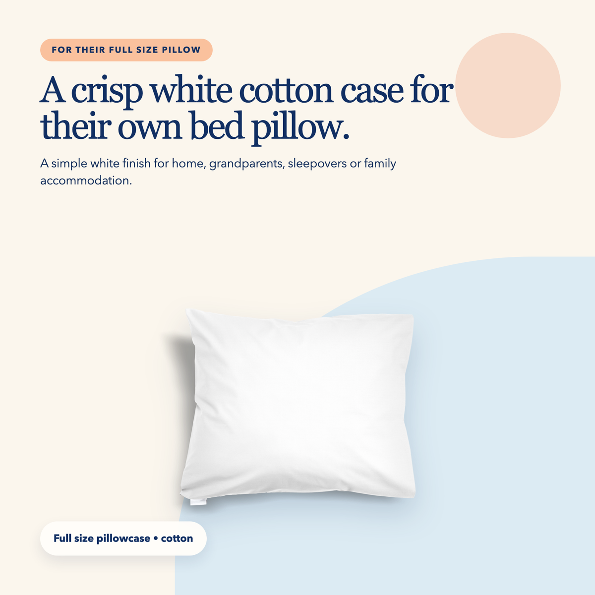 Full Size Piped Cotton Pillowcase — White