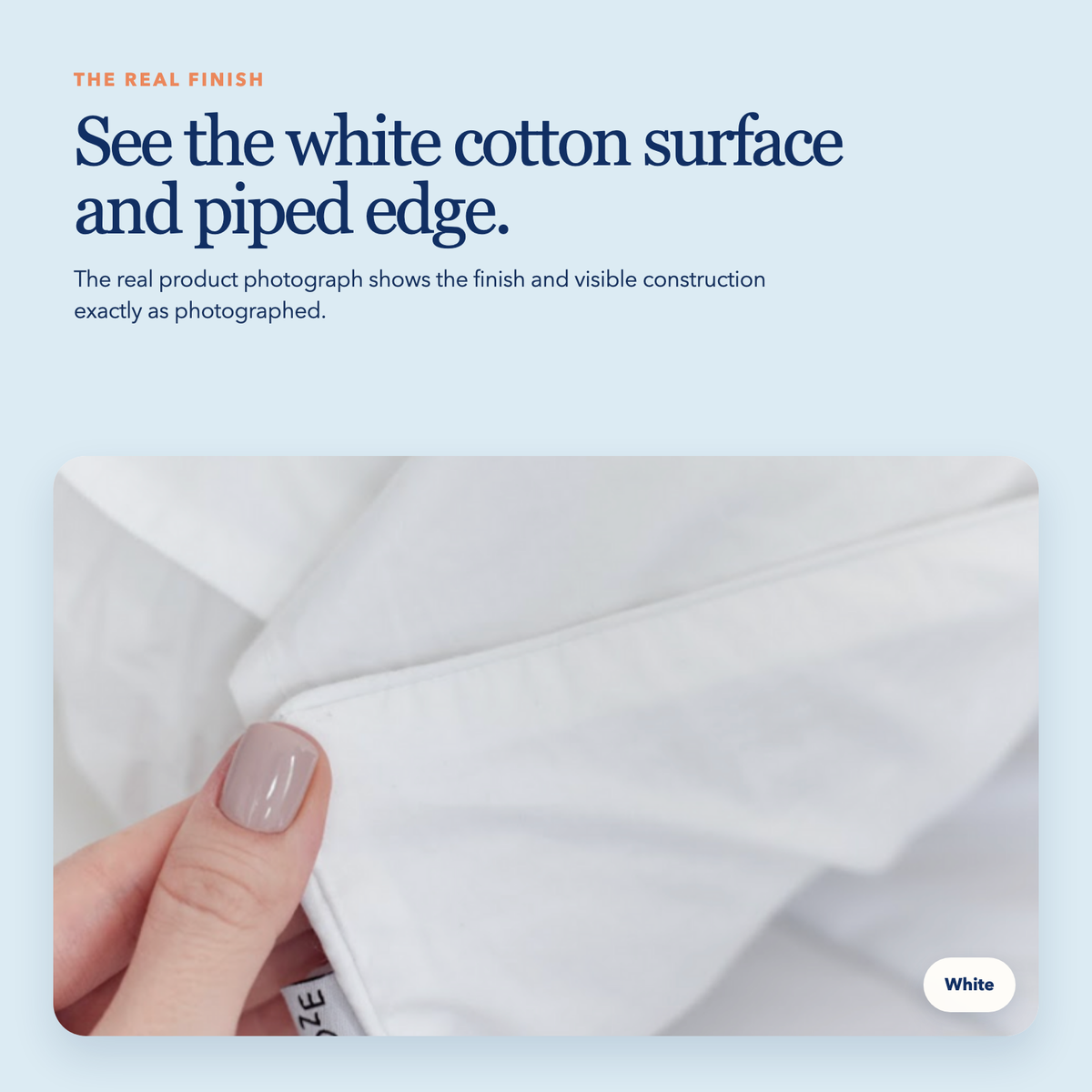Full Size Piped Cotton Pillowcase — White