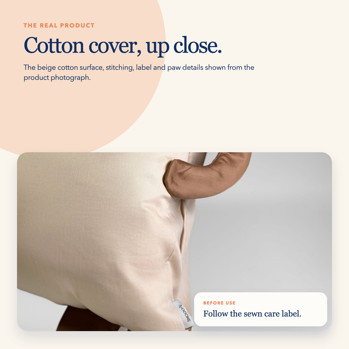 Full Size Cotton Pillowcase — Purrfect Paws Beige Cat