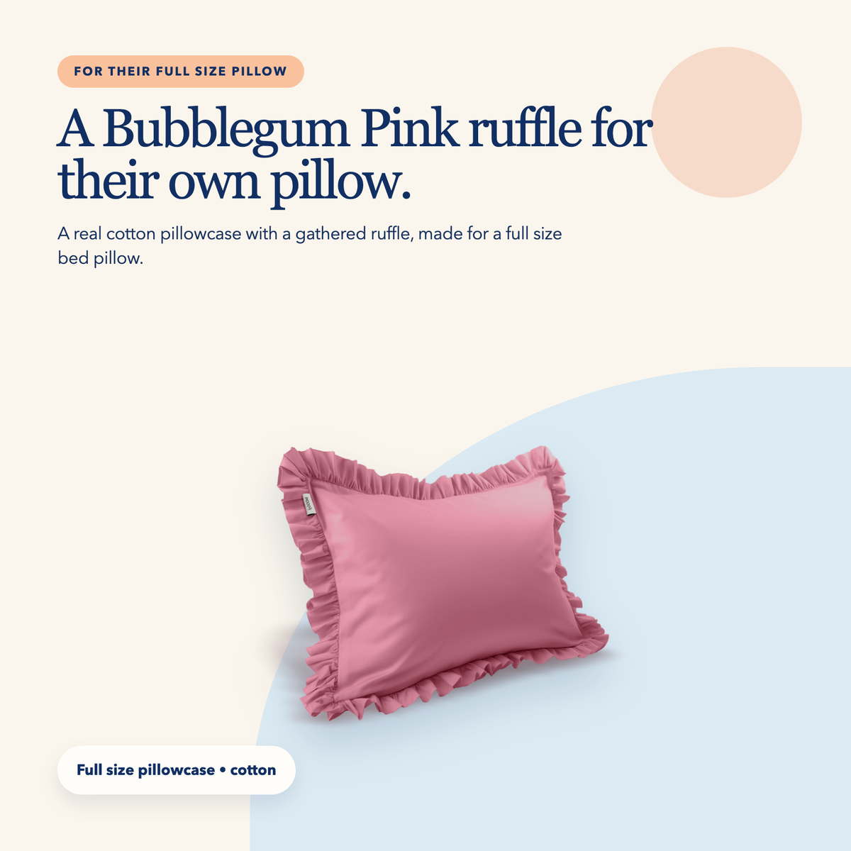 Full Size Ruffled Cotton Pillowcase — Bubblegum Pink