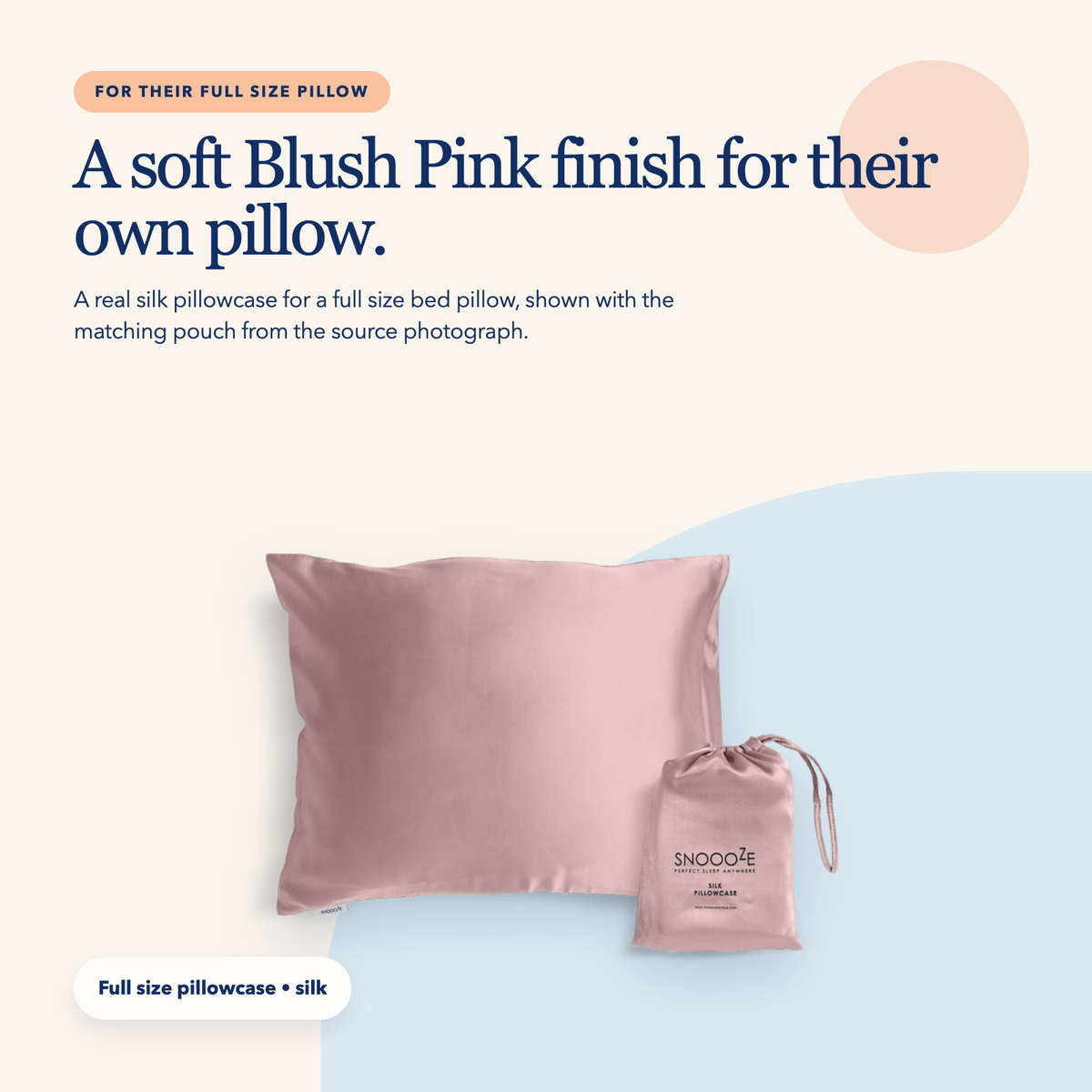 Full Size Silk Pillowcase — Blush Pink