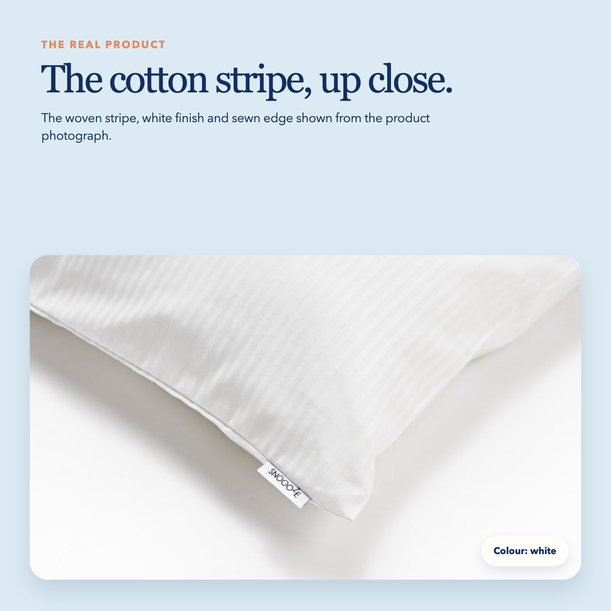 Full Size Striped Cotton Pillowcase — White