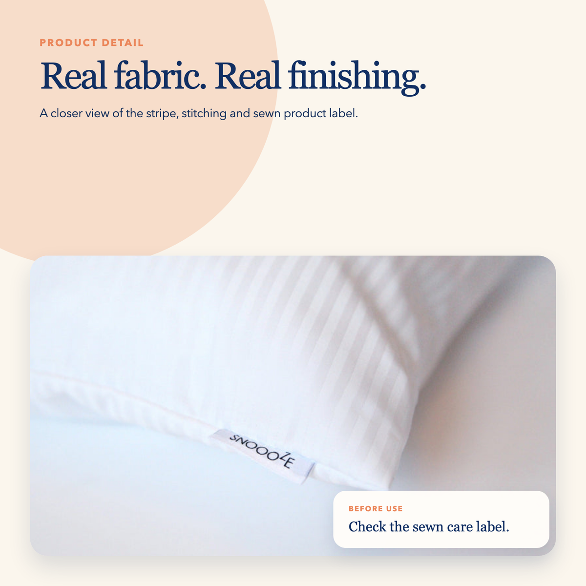 Full Size Striped Cotton Pillowcase — White