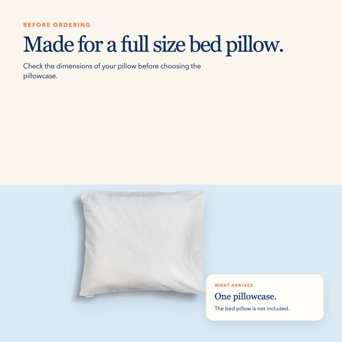 Full Size Striped Cotton Pillowcase — White