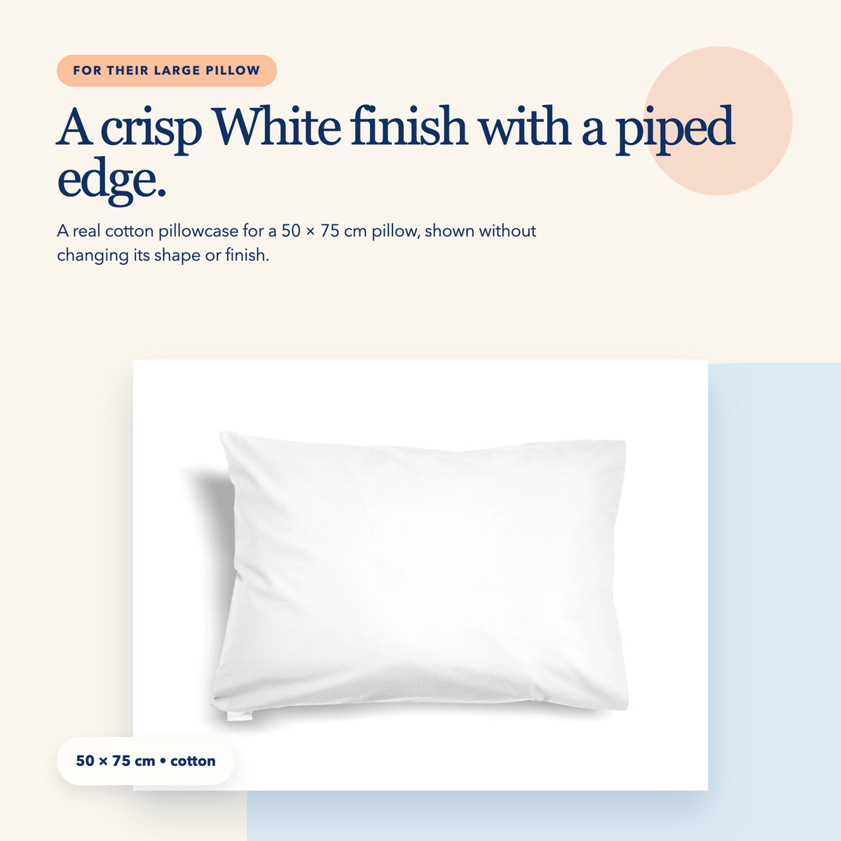 Large Piped Cotton Pillowcase — White
