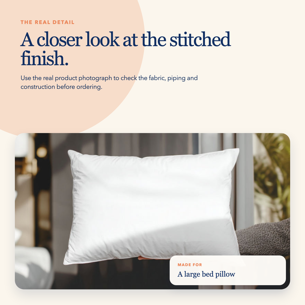 Large Piped Cotton Pillowcase — White