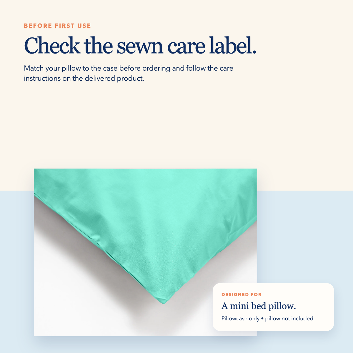 Mini Cotton Pillowcase — Aqua Mist