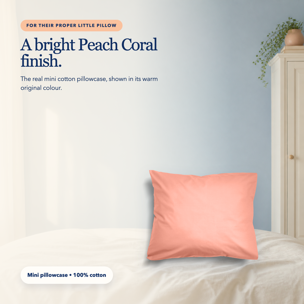 Mini Cotton Pillowcase in Peach Coral, image 1 of 4
