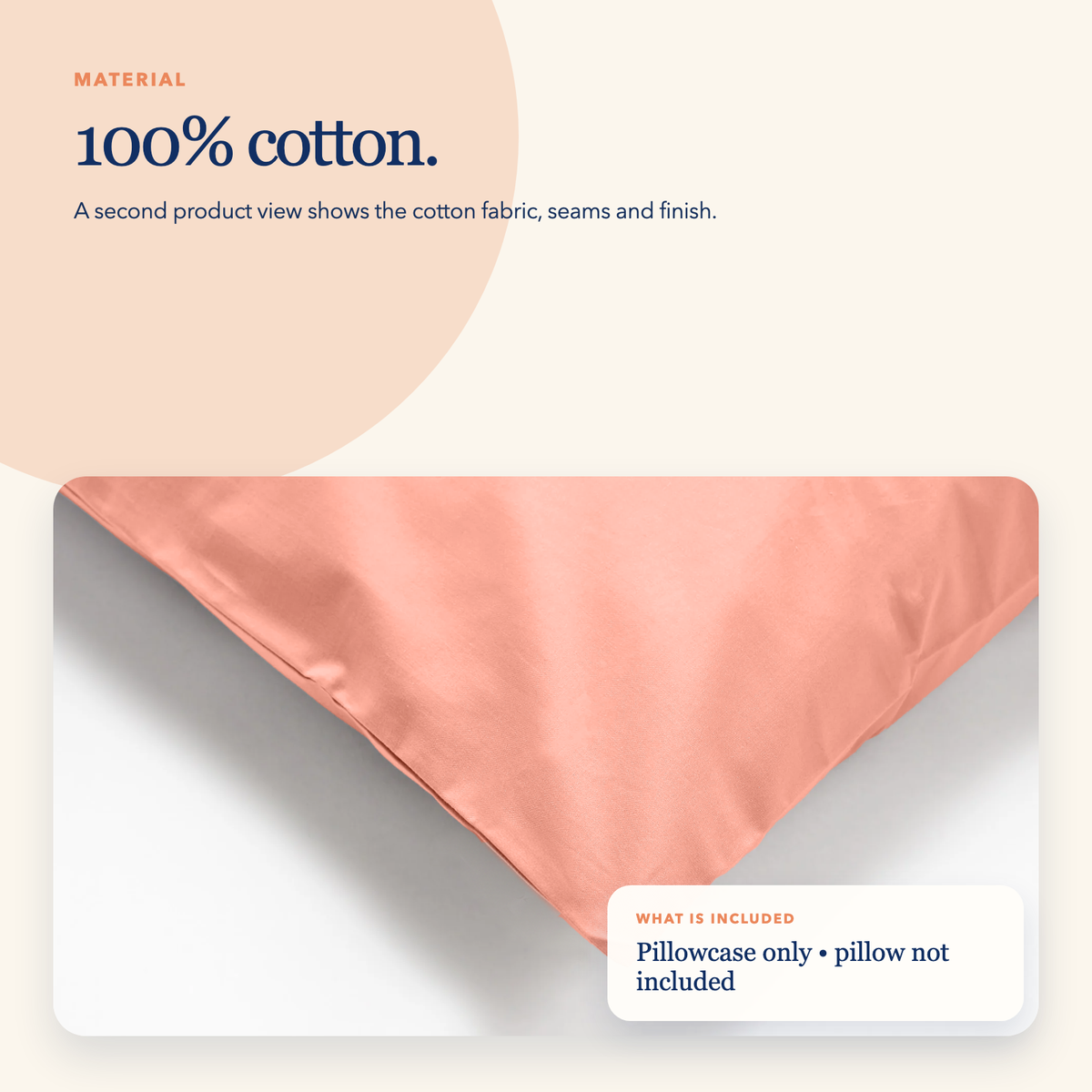 Mini Cotton Pillowcase in Peach Coral, image 3 of 4
