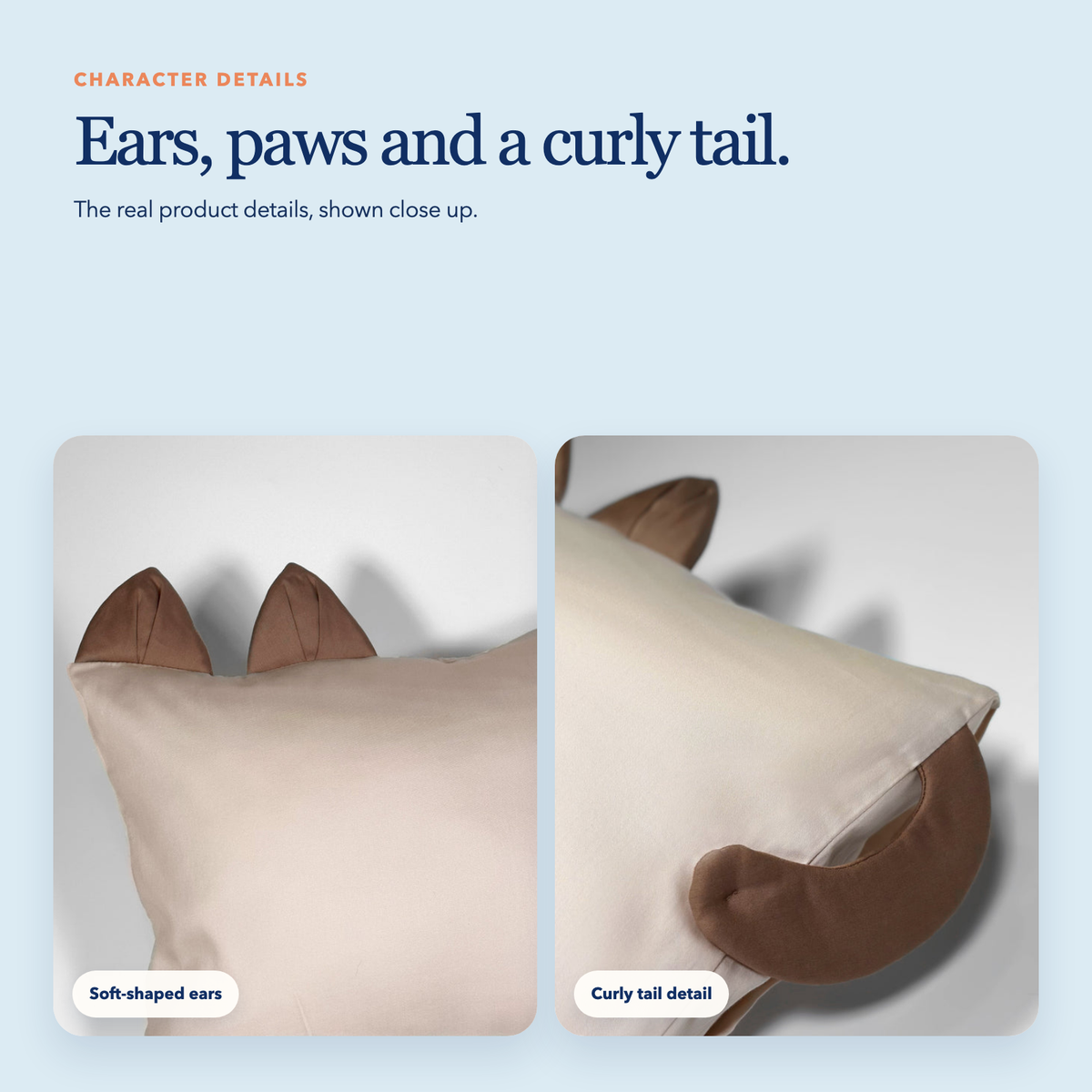 Mini Cotton Pillowcase — Purrfect Paws Beige Cat