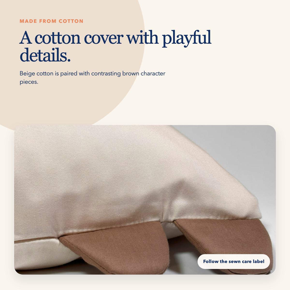Mini Cotton Pillowcase — Purrfect Paws Beige Cat